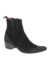 Jeffery West Black Line Cuban Heel Suede Boots