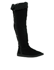 Juicy Couture Mint Button Side Suede Over The Knee Flat Boots