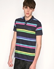 Junk De Luxe Charleston Rainbow Stripe Polo Shirt