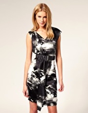 Karen Millen All Over Cloud Print Silk Dress