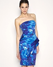 Karen Millen Geometric Print Strapless Dress