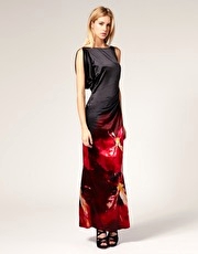 Karen Millen Long Dress with Distorted Neon Texture Print