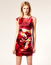 Karen Millen Mini Dress with Distorted Neon Texture Print