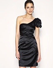 Karen Millen One Shoulder Black on Black Dress