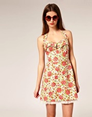 Karen Walker A-Line Halter Neck Dress In Rose Pique