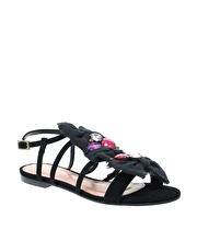 KG By Kurt Geiger Harlequin Triple Bow Jewelled Flat Sandal