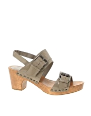 KG By Kurt Geiger Paiva Wooden Soled Buckle Mid Heeled Sandals