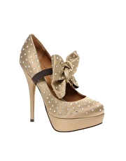 KG Eucalyptus Crystal Bow Detail Platform Court Shoes