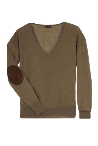 Khaki Basic Cashmere V Neck by Joseph