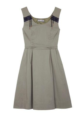 Khaki Corseted Petticoat Dress by McQ Alexander McQueen
