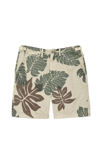 Khaki Palm Leaf Print Shorts by Hartford