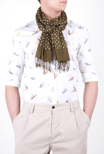 Khaki Spot Light Cotton Scarf by Hartford