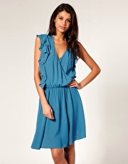 Kookai Ruffle Detail Chiffon Dress
