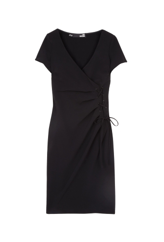 Lace Up Short Sleeve Shift Dress by Love Moschino