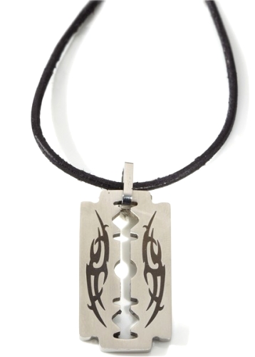 Läderhalsband rakblad