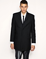 Lambretta Black Plain Two Button Overcoat