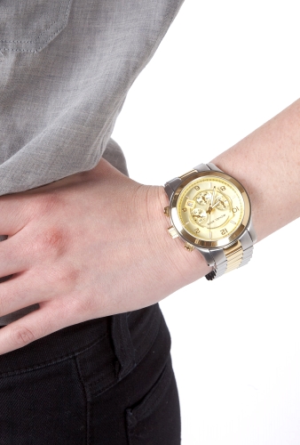 Large Gold and Silver Watch by Michael Kors
