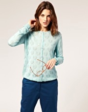 Laurel Wreath Collection by Richard Nicoll Pointelle Cardigan with Pearl Embellishment
