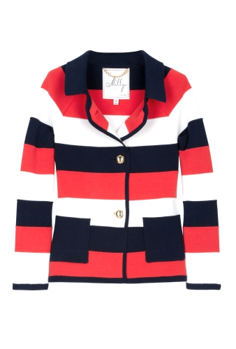 Lausanne Stripe Sweater Jacket by Milly