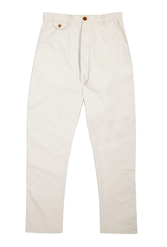 Light Beige Cotton Twill Drop Chinos by Vivienne Westwood