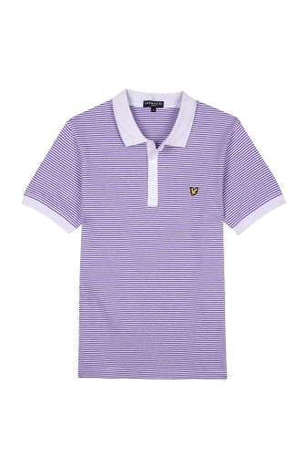 Lilac Fine Stripe Jersey Polo by Lyle and Scott