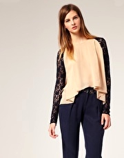 LiLee For ASOS Silk Lace Sleeve Blouse
