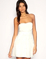 Lipsy Dress With All Over Diamante And Stud Embellishment And Pocket Detail
