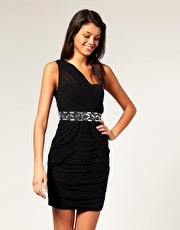 Lipsy Embellished Waist One Shoulder Dress