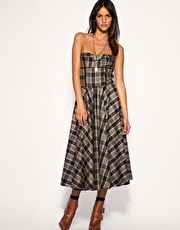 Lisa Jayne Dann Check Strapless Full Skirt Dress