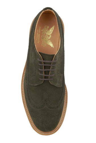 Loden Green Suede Yellow Sole Brogues by Mark McNairy New Am