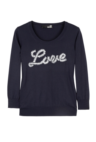Love Cropped Sleeve Sweater by Love Moschino