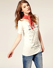 Maison Scotch I Love To Go On Adventures Tee With Scarf
