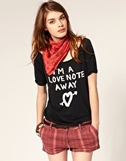 Maison Scotch I'm A Love Note Away Tee With Scarf