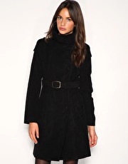 Mango Belted Funnel Neck Coat