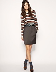 Mango Belted Pencil Skirt