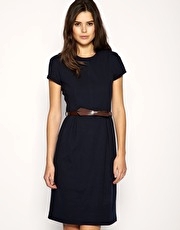 Mango Contrast Belted Dress