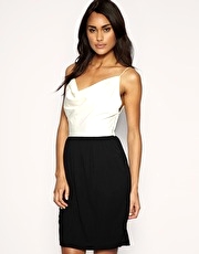 Mango Drape Front Contrast Dress