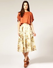 Mango Floral Midi Skirt