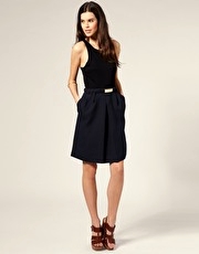 Mango Self Belt A-Line Skirt