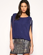 Mango Sequin Skirted Mini Dress