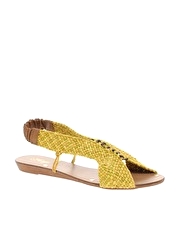 Mango Woven Elastic Back Flat Sandals