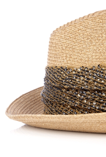 Max Gold Sequin Trim Fedora by Eugenia Kim
