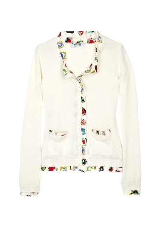 Merino Jewelled Print Trim Cardigan by Moschino Cheap & Chic