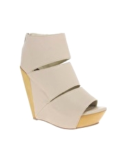 Messeca Coraline Sliced Peep Toe Wedge Shoe Boot