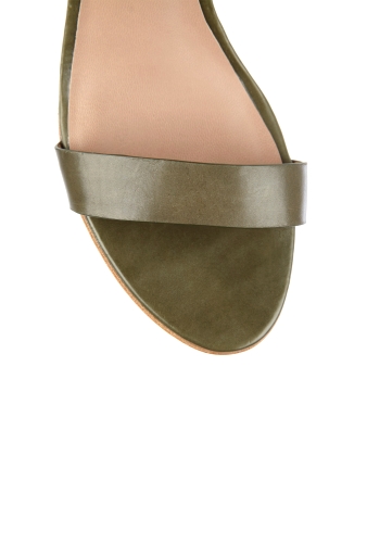 Military Green Leather Cross Sandals by Belle Sigerson Morri