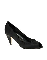 Miss KG Hepburn Mid Heel Satin Court With Peep Toe