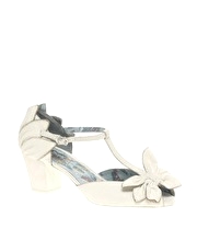 Miss L Fire Hibiscus T Bar Mid Heel Shoes