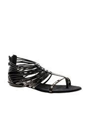 Miss Sixty Domitille Strappy Zip Back Flat Sandals