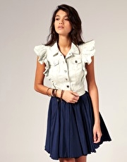 Miss Sixty Frill Sleeve Denim Crop Jacket