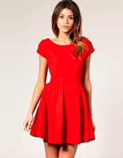 Motel Gemma Cut Out Waist Contrast Trim Dress